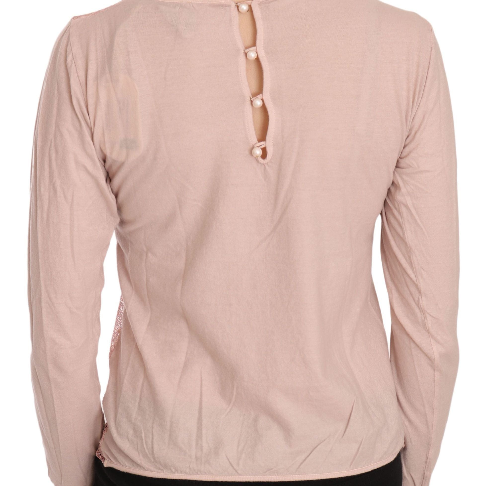 PINK MEMORIES Pink Lace See Through Long Sleeve Top Blouse