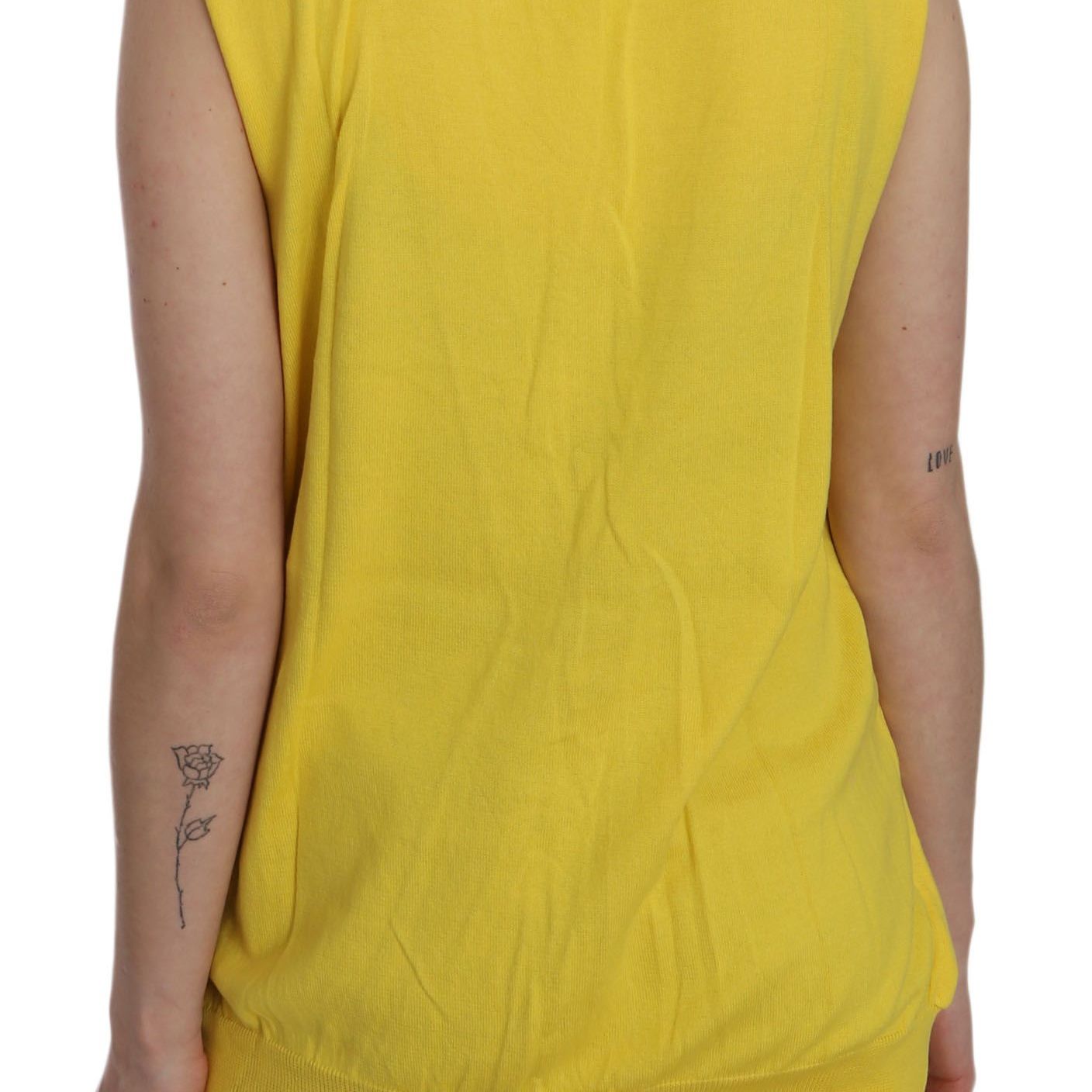 PINK MEMORIES Yellow 100% Cotton Sleeveless Cardigan Top Vest