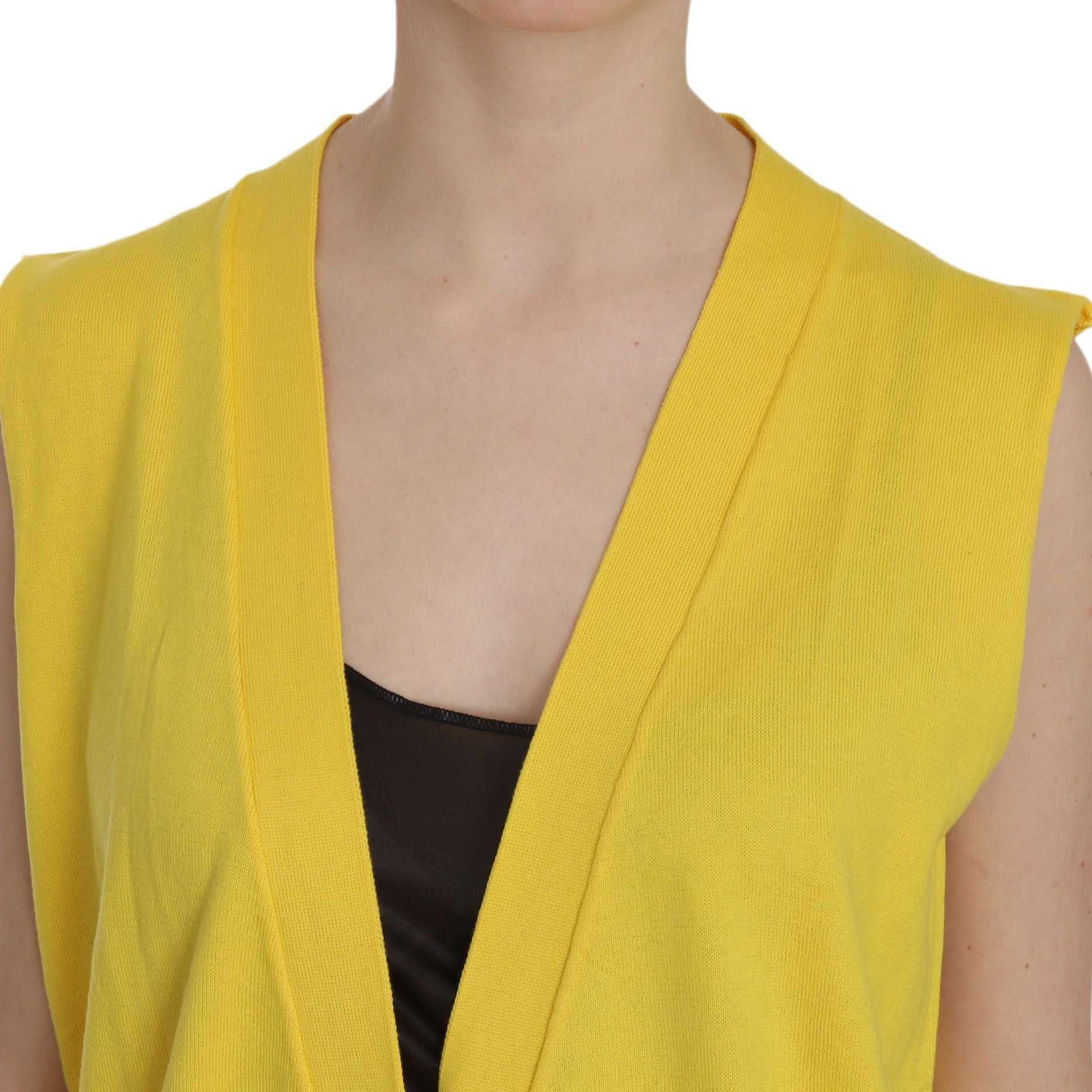 PINK MEMORIES Yellow 100% Cotton Sleeveless Cardigan Top Vest