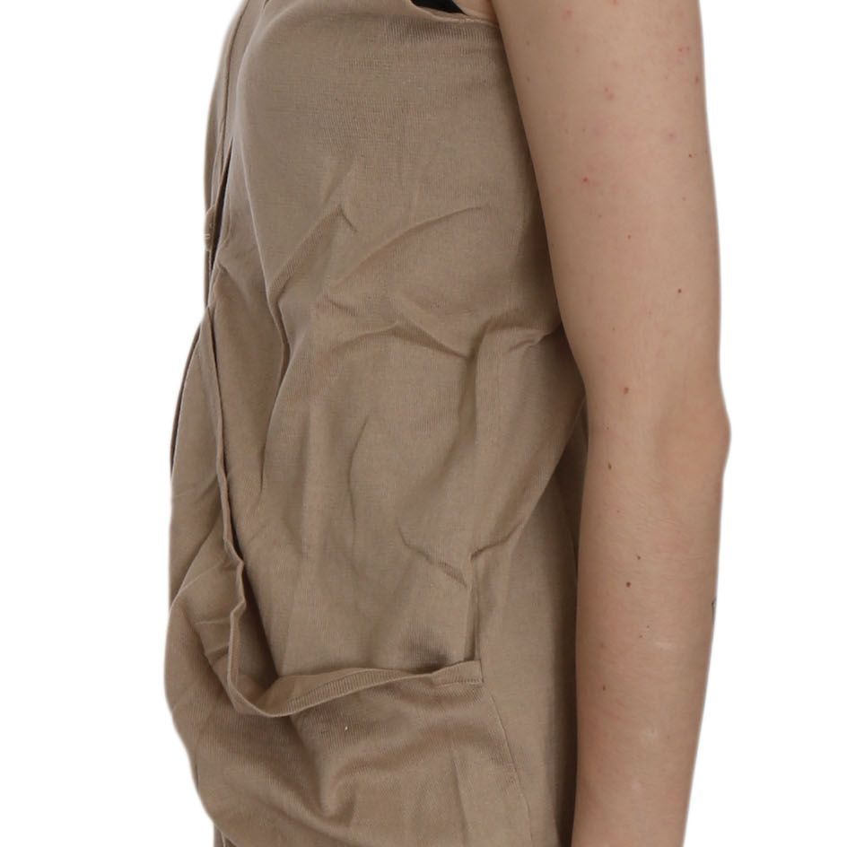 PINK MEMORIES Brown 100% Cotton Sleeveless Cardigan Top Vest