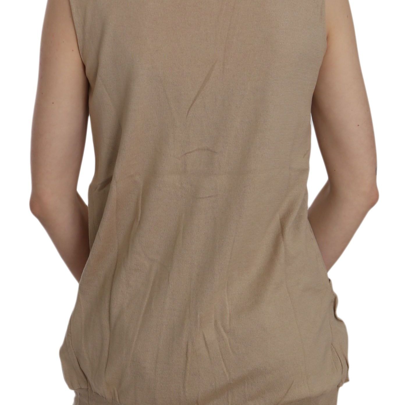 PINK MEMORIES Brown 100% Cotton Sleeveless Cardigan Top Vest