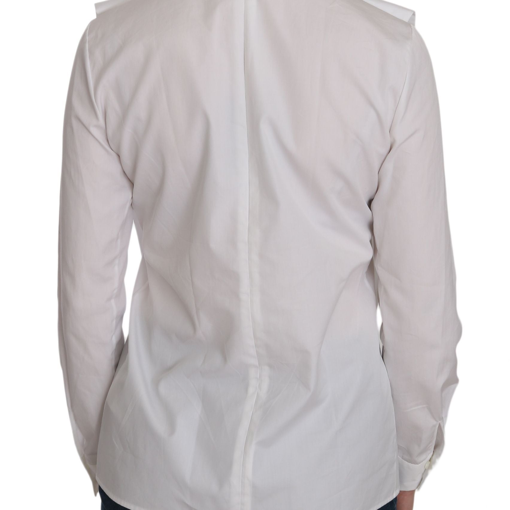 Dsquared² White Crew Neck Long Sleeve Cotton Blouse
