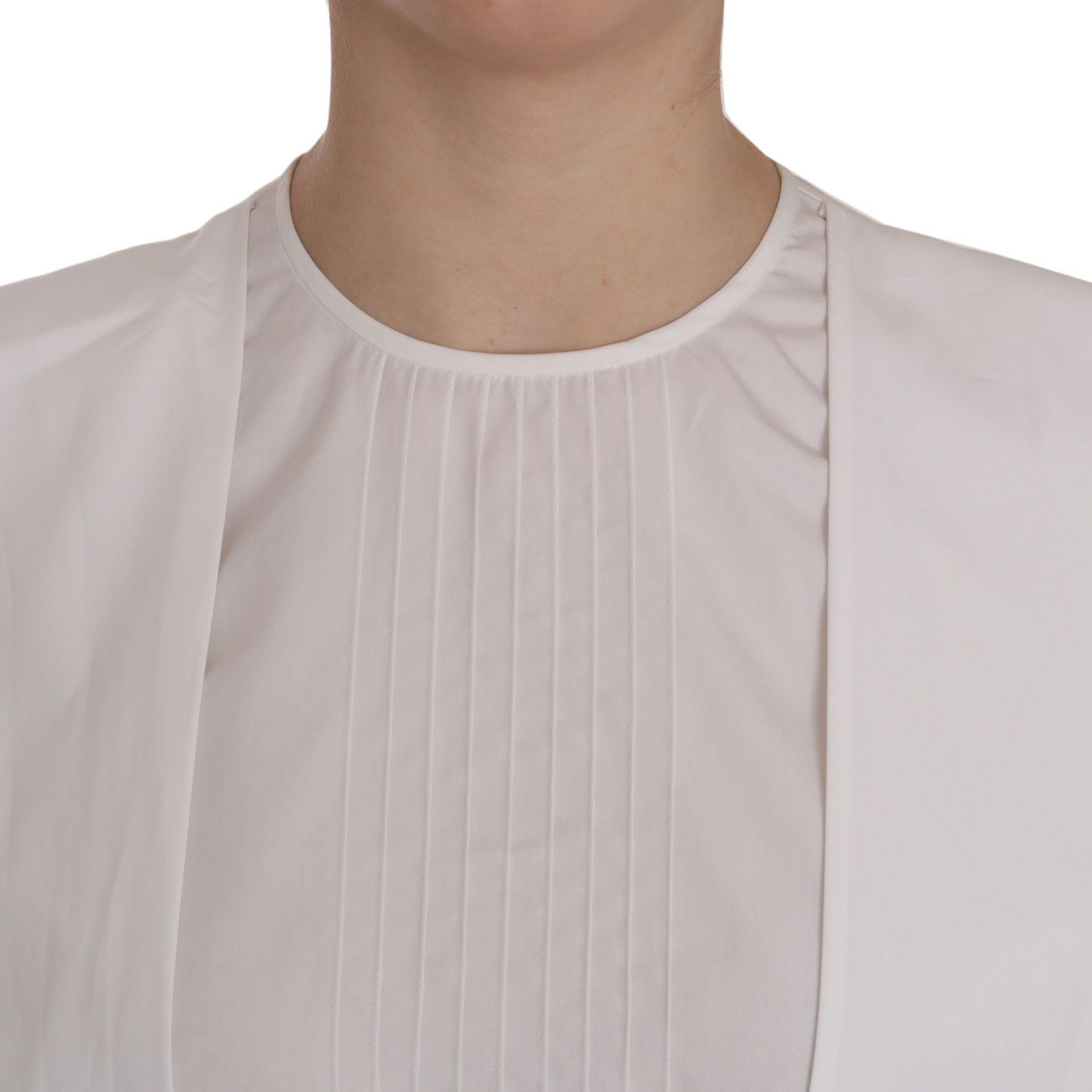 Dsquared² White Crew Neck Long Sleeve Cotton Blouse