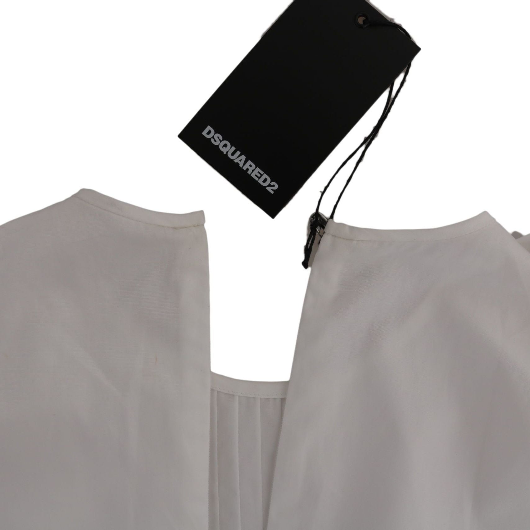 Dsquared² White Crew Neck Long Sleeve Cotton Blouse
