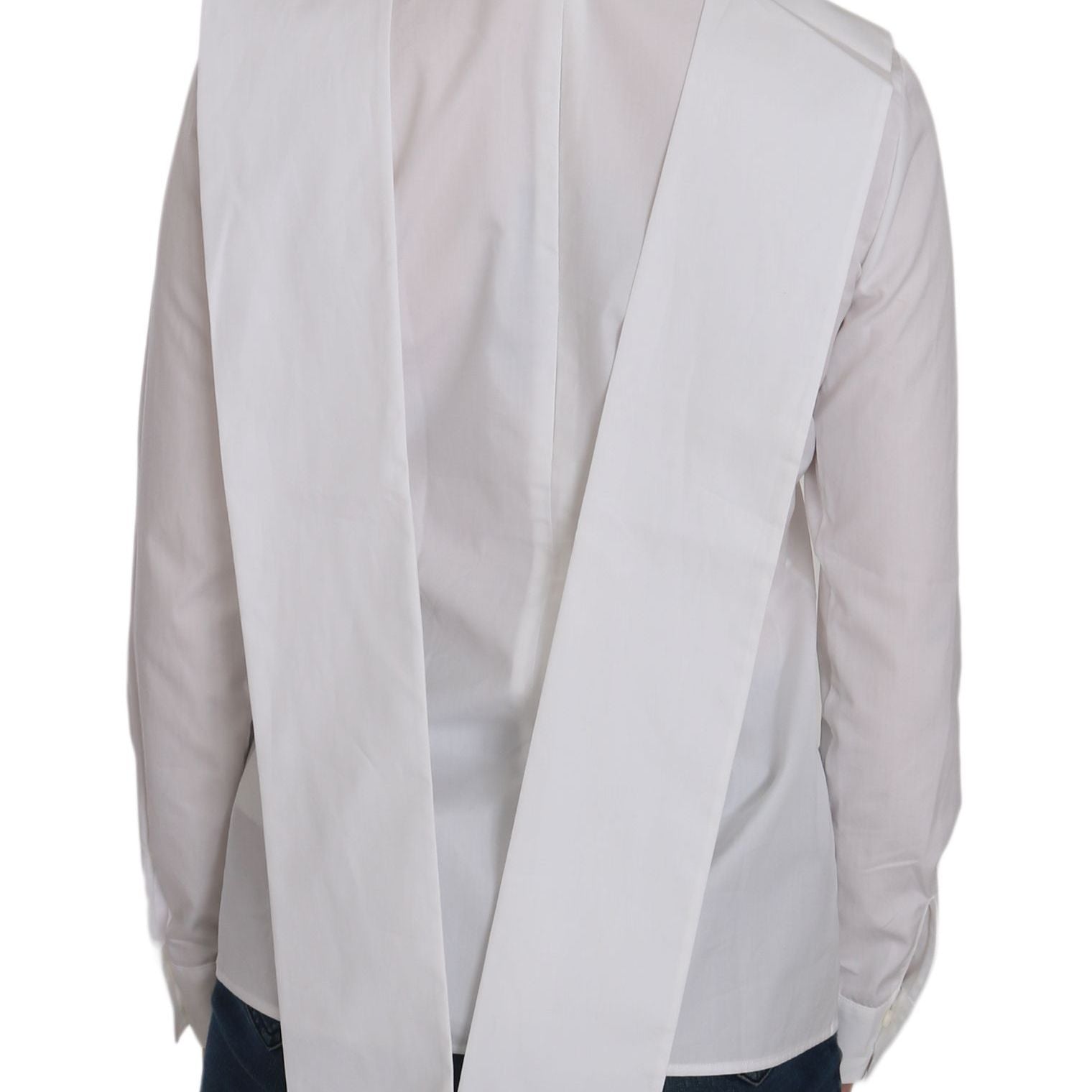 Dsquared² White Crew Neck Long Sleeve Cotton Blouse