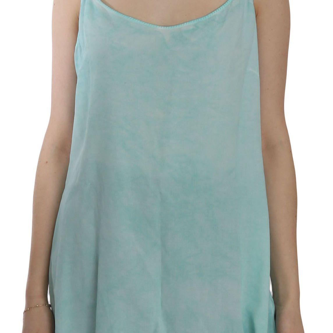 Ermanno Scervino Blue Sleeveless Spaghetti Dress Blouse