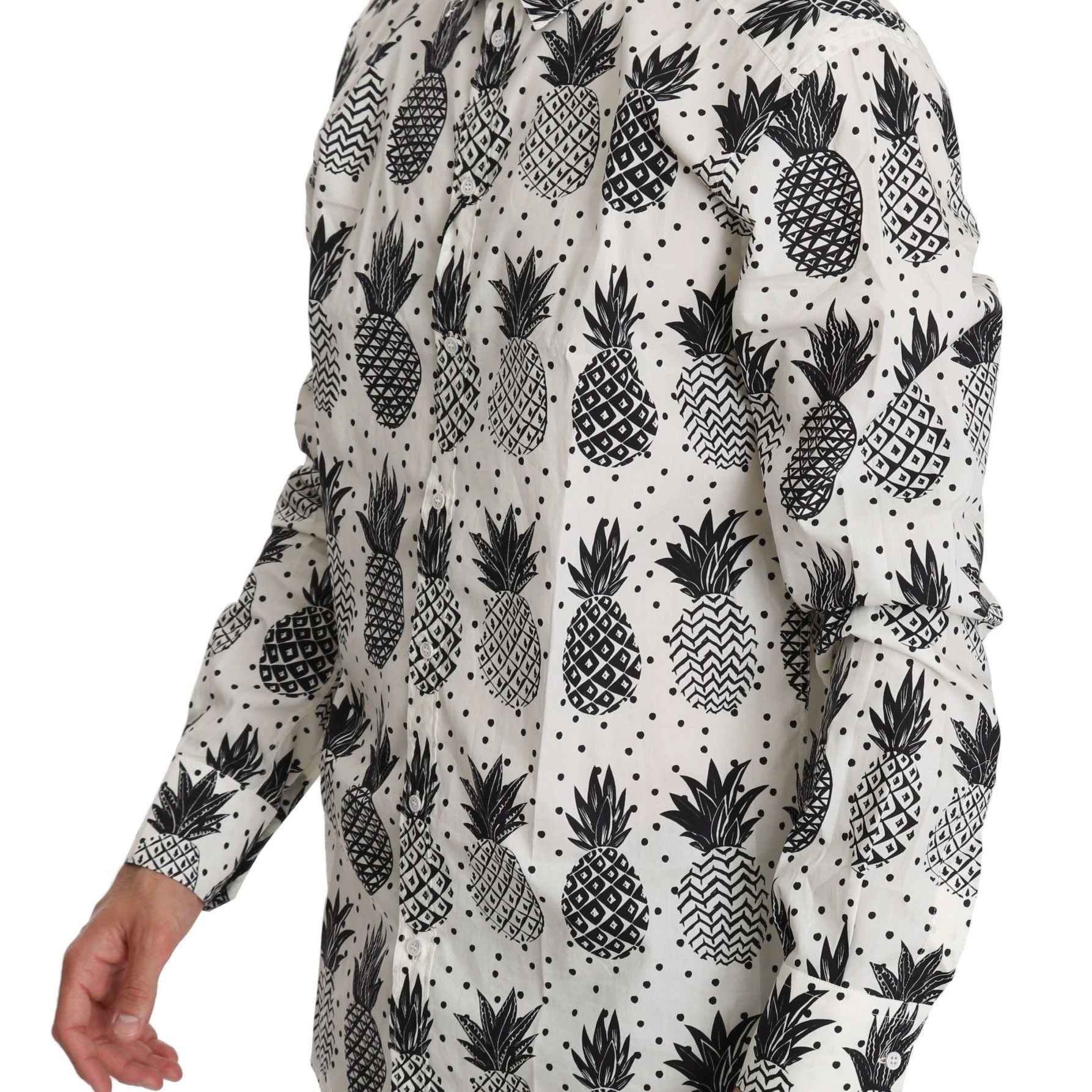 Dolce & Gabbana White Pineapple Cotton Top Shirt