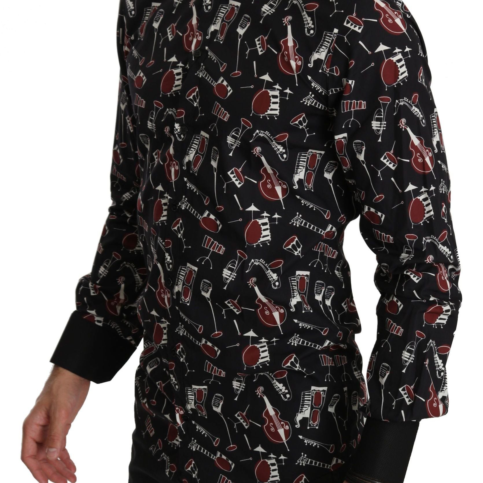 Dolce & Gabbana Black Musical Instrument Slim fit Shirt