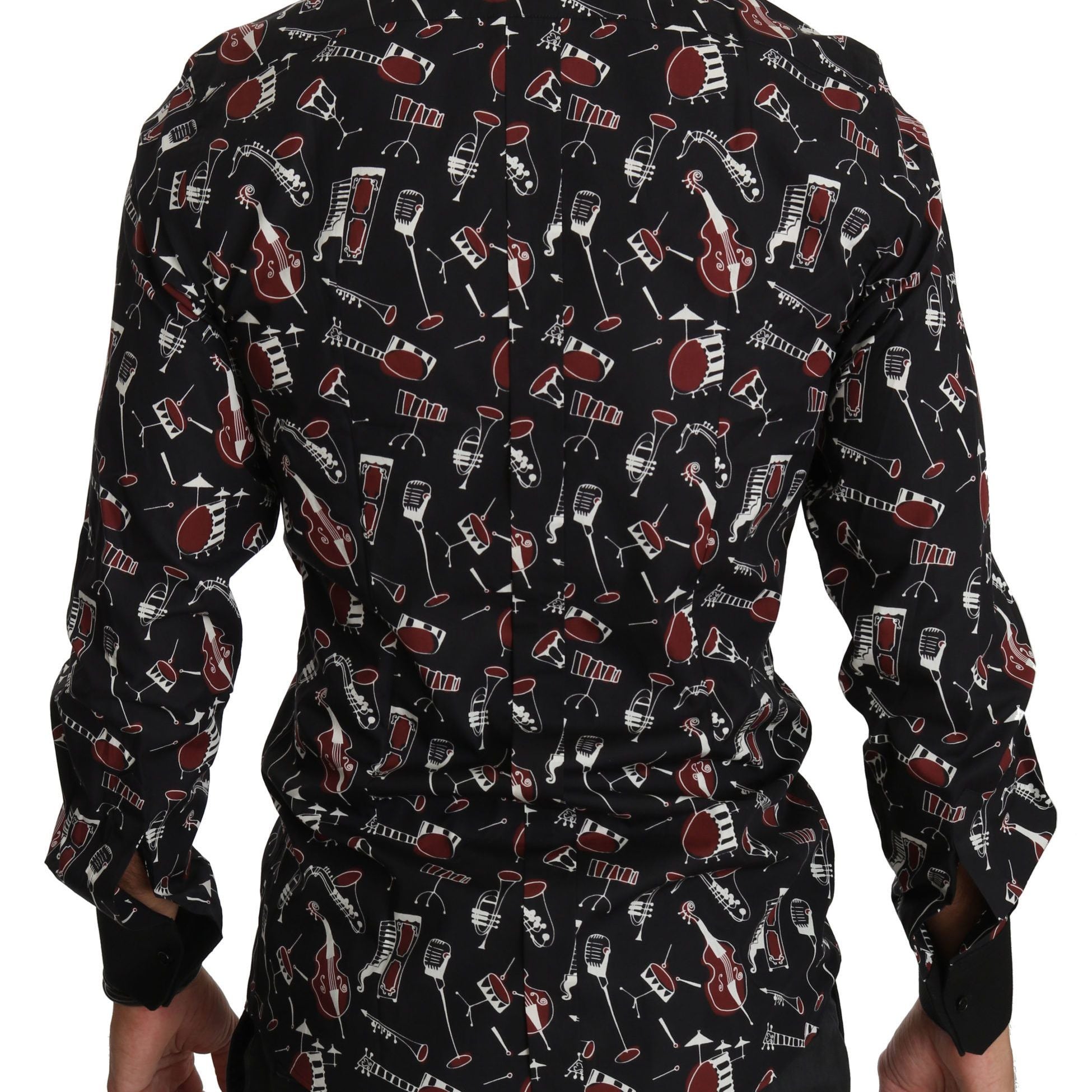 Dolce & Gabbana Black Musical Instrument Slim fit Shirt
