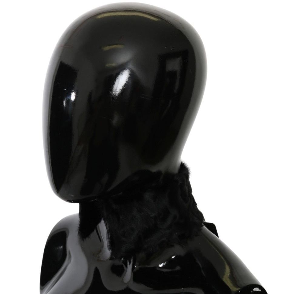 Dolce & Gabbana Black Fur Neck Collar Wrap Lambskin Scarf