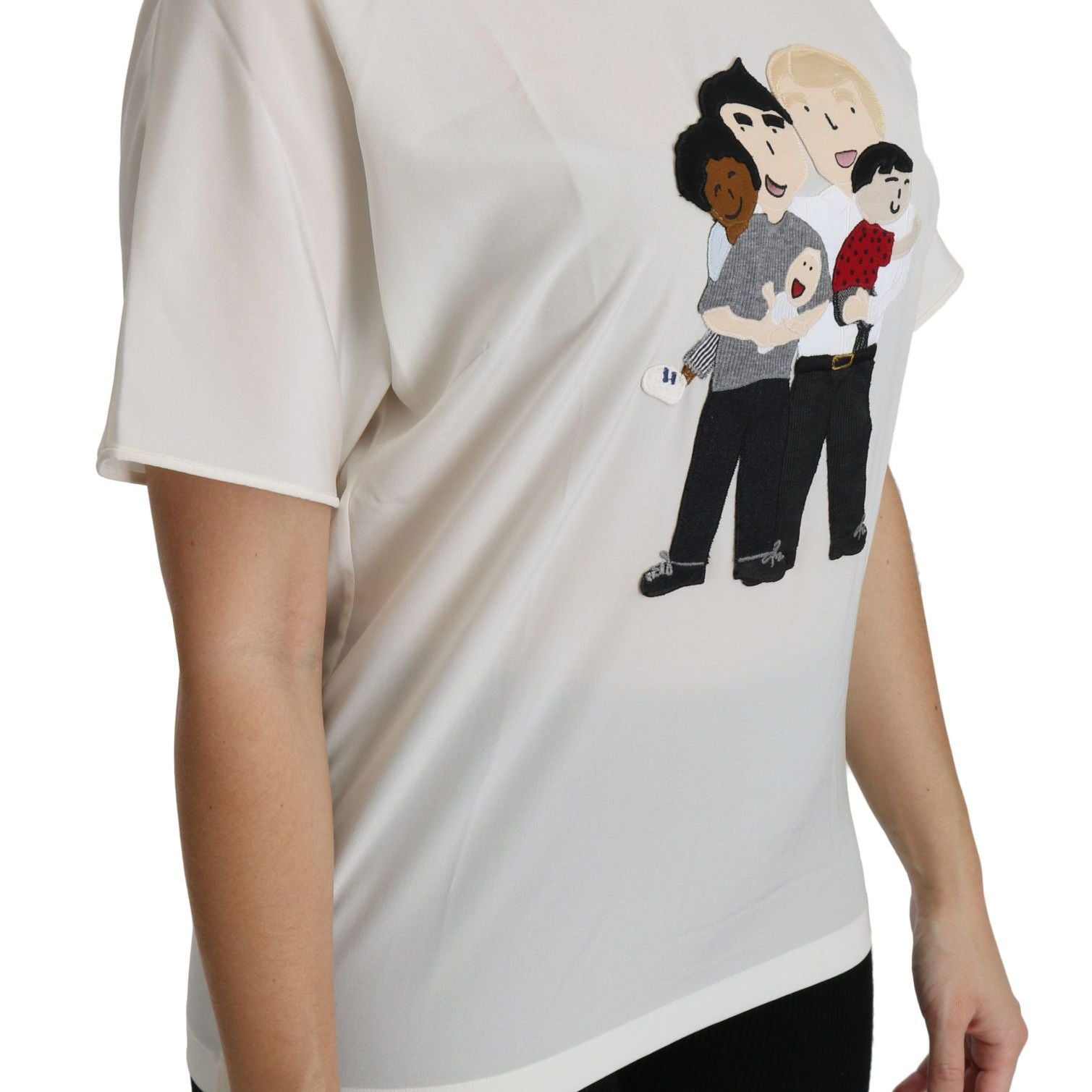 Dolce & Gabbana White #dgfamily Patch Short Sleeve Blouse Top