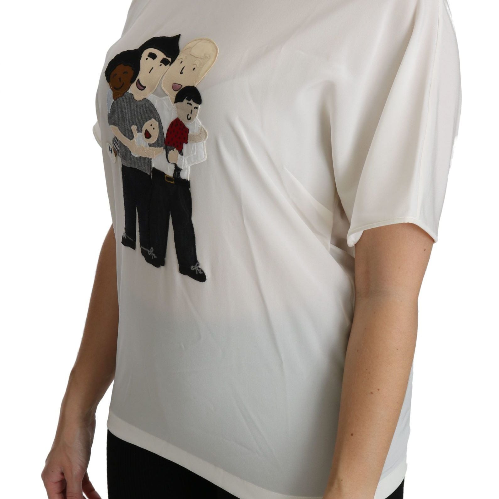 Dolce & Gabbana White #dgfamily Patch Short Sleeve Blouse Top