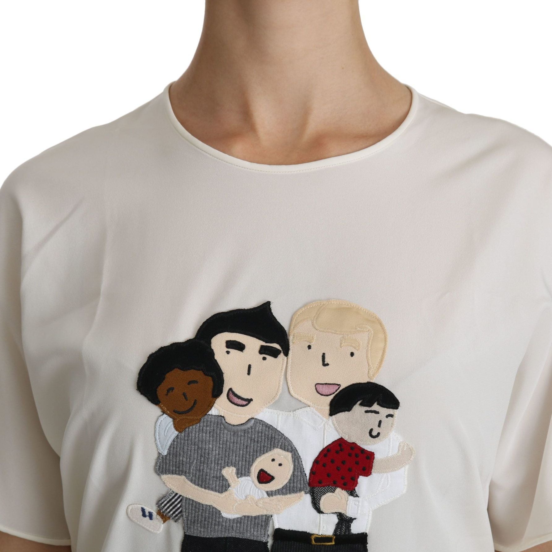 Dolce & Gabbana White #dgfamily Patch Short Sleeve Blouse Top