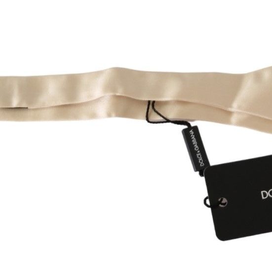 Dolce & Gabbana Beige Slim Skinny Men Necktie 100% Silk Bowtie