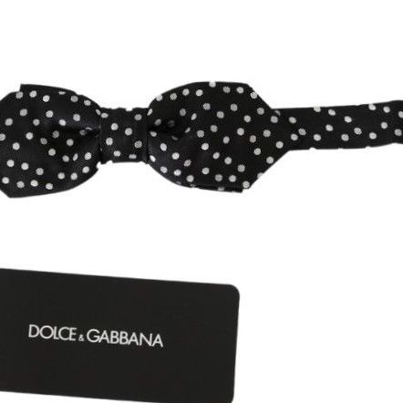 Dolce & Gabbana Black Polka Dots Mens Necktie Papillon 100% Silk Bow Tie