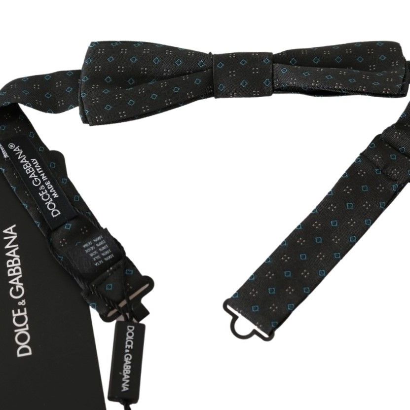 Dolce & Gabbana Gray Patterned Mens Necktie Papillon 100% Silk Bow Tie