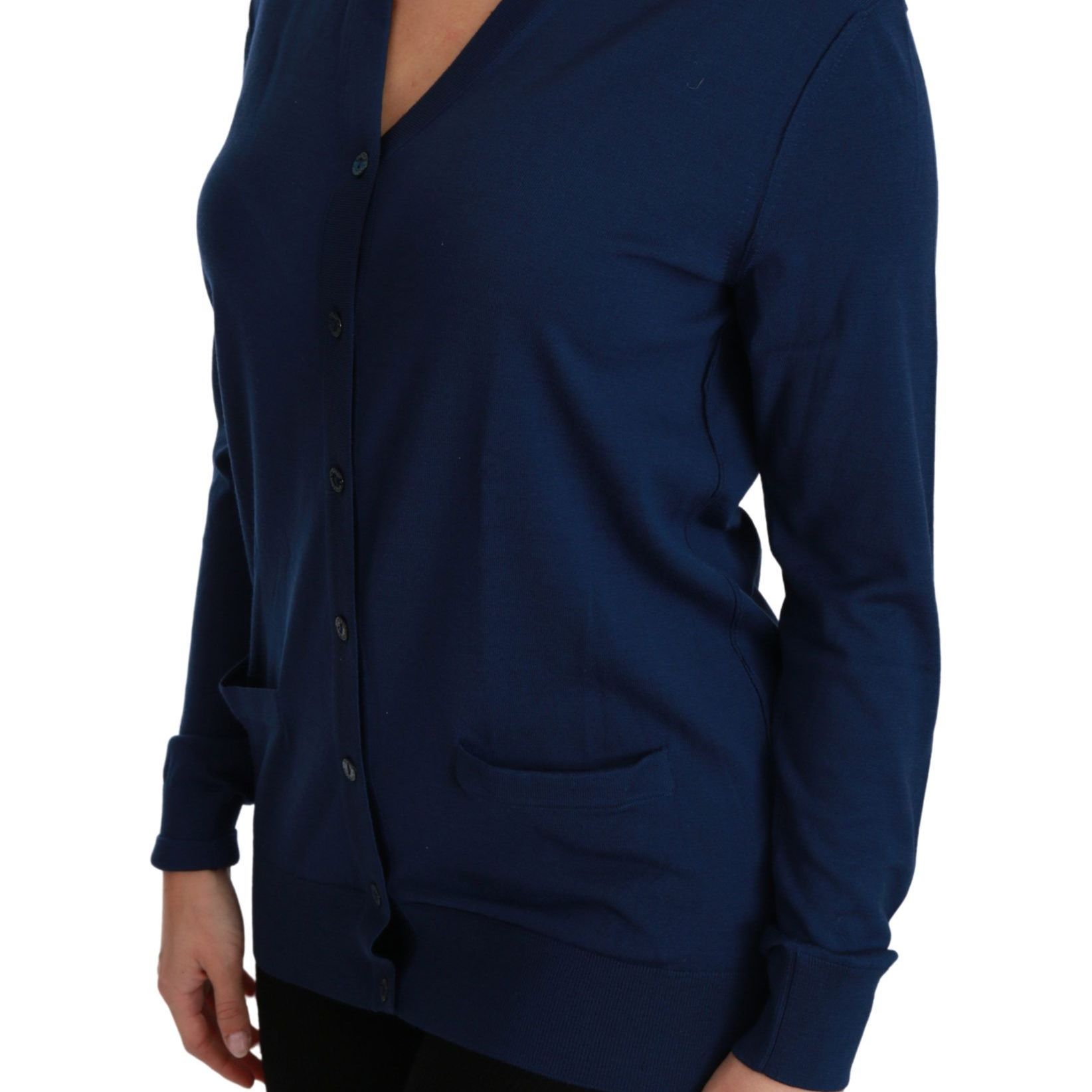 Dolce & Gabbana Blue Button Cardigan Virgin Wool Sweater