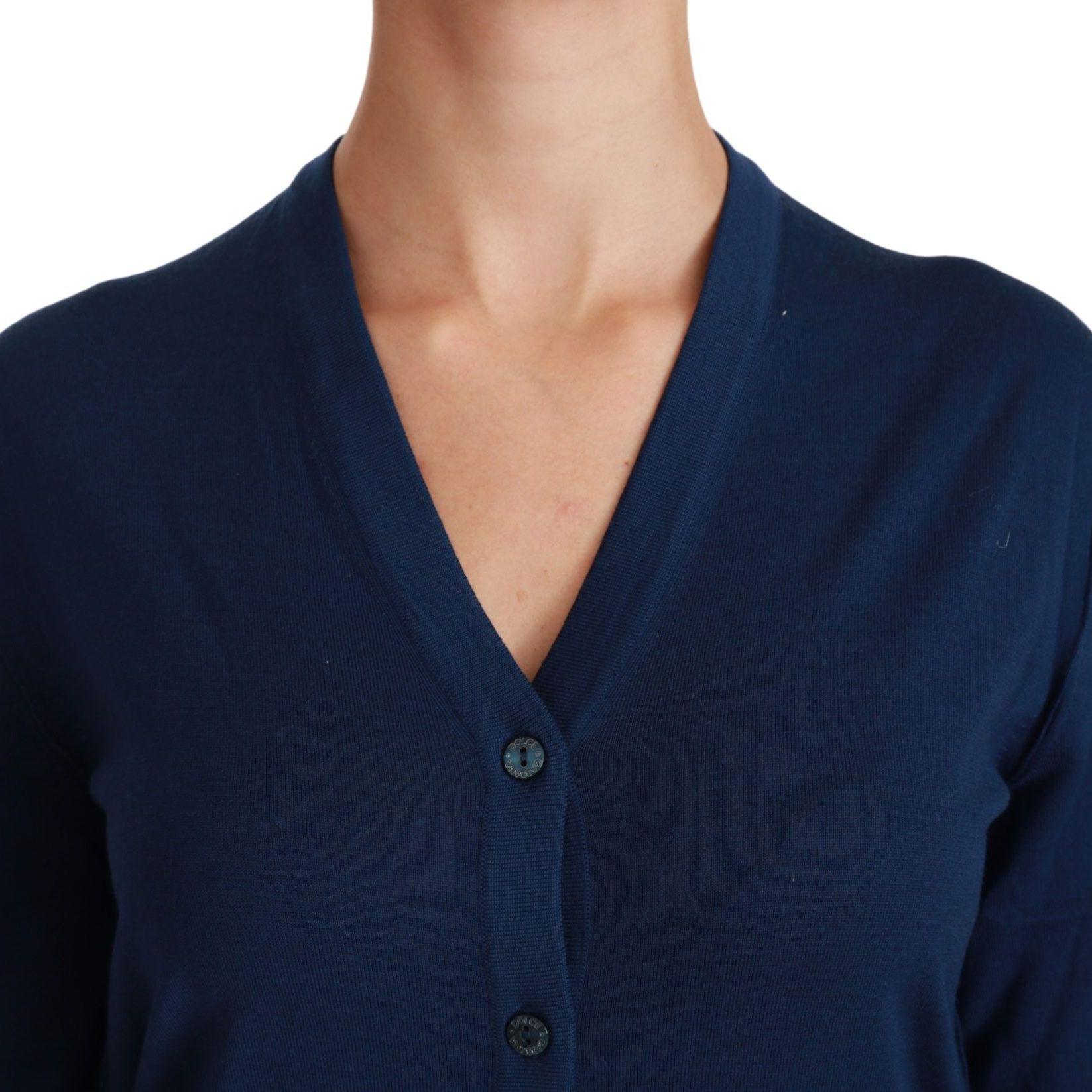 Dolce & Gabbana Blue Button Cardigan Virgin Wool Sweater