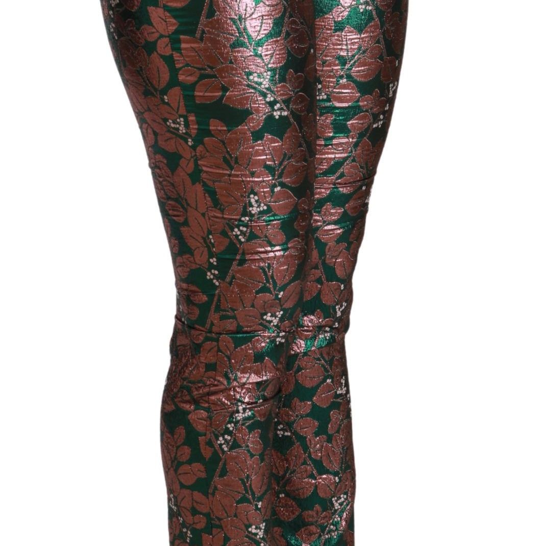 Dolce & Gabbana Green Bronze Leaf Tights Skinny Pants