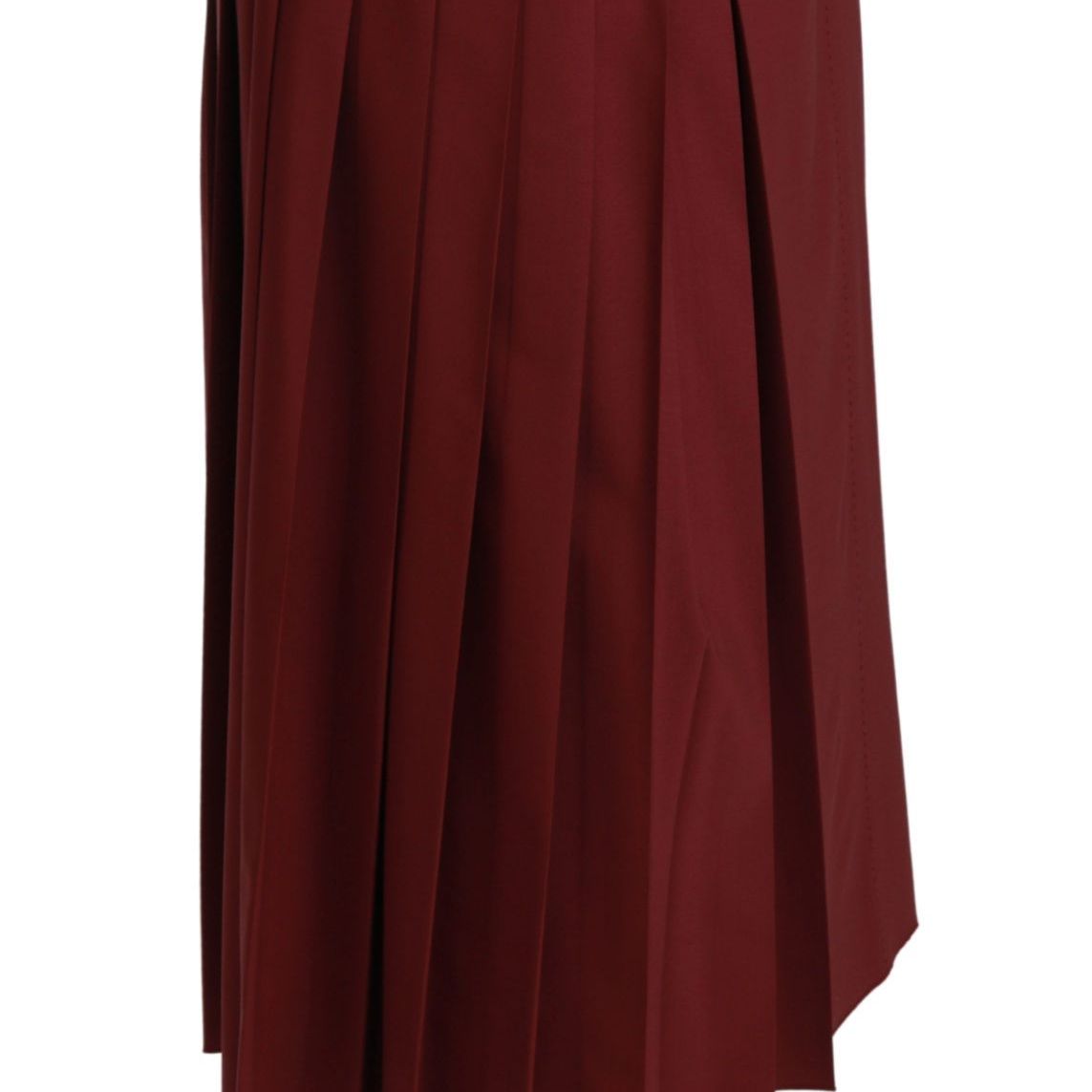 Dolce & Gabbana Red High Waist Pleated Maxi Wool Skirt