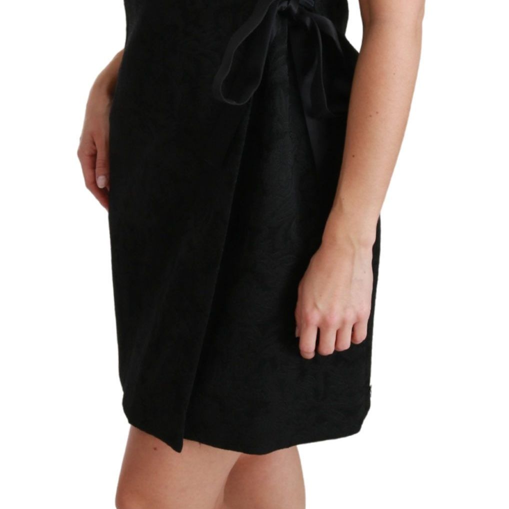 Dolce & Gabbana Black Stretch Satin Jacquard Mini Dress