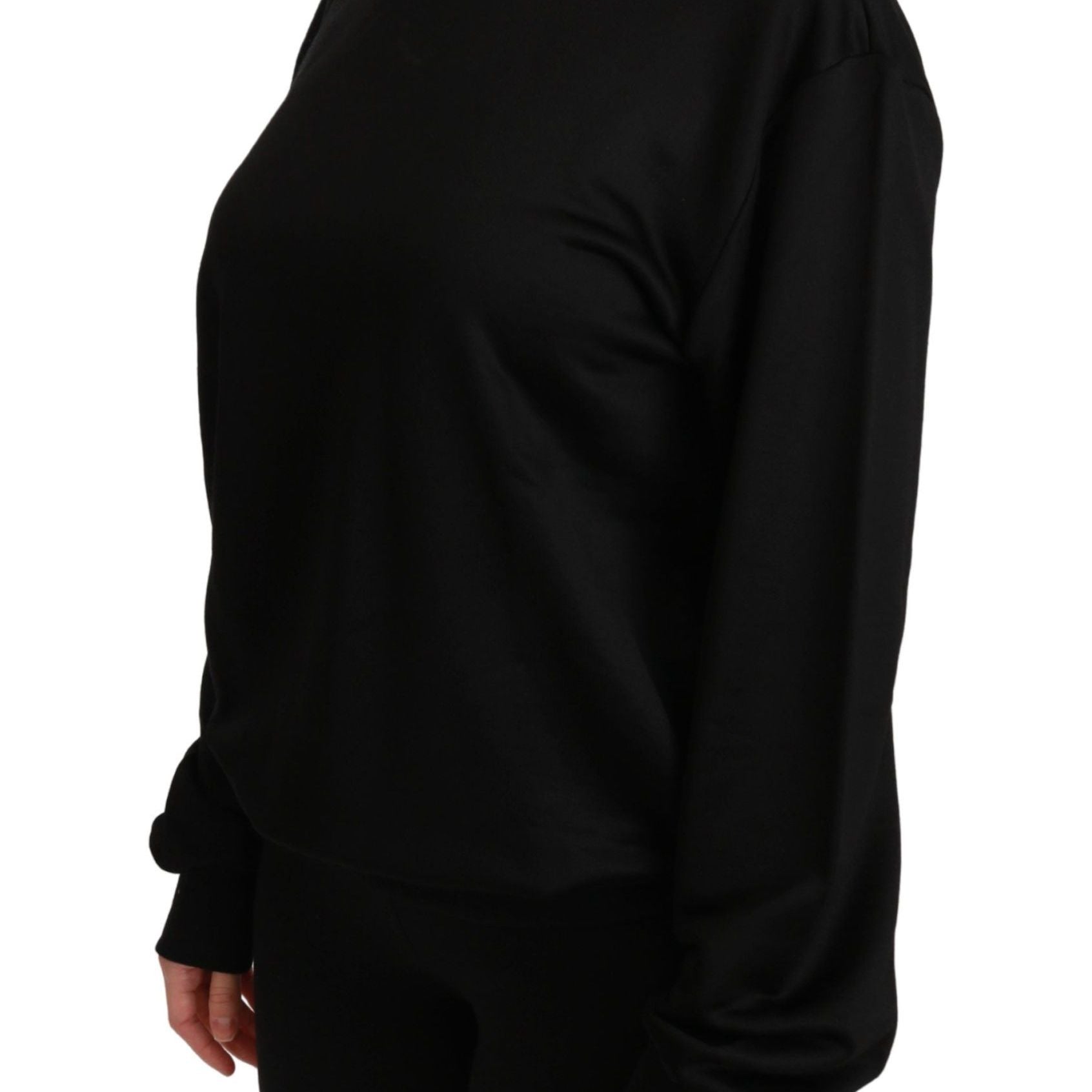 Dolce & Gabbana Black Cotton Crewneck Pullover Sweater