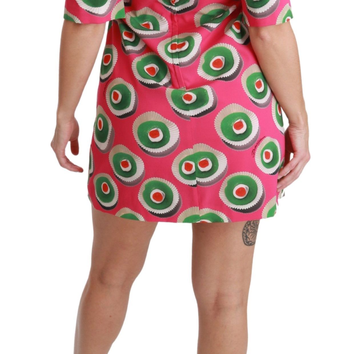 Dolce & Gabbana Pink Silk Cup Cake Shift Stretch Dress