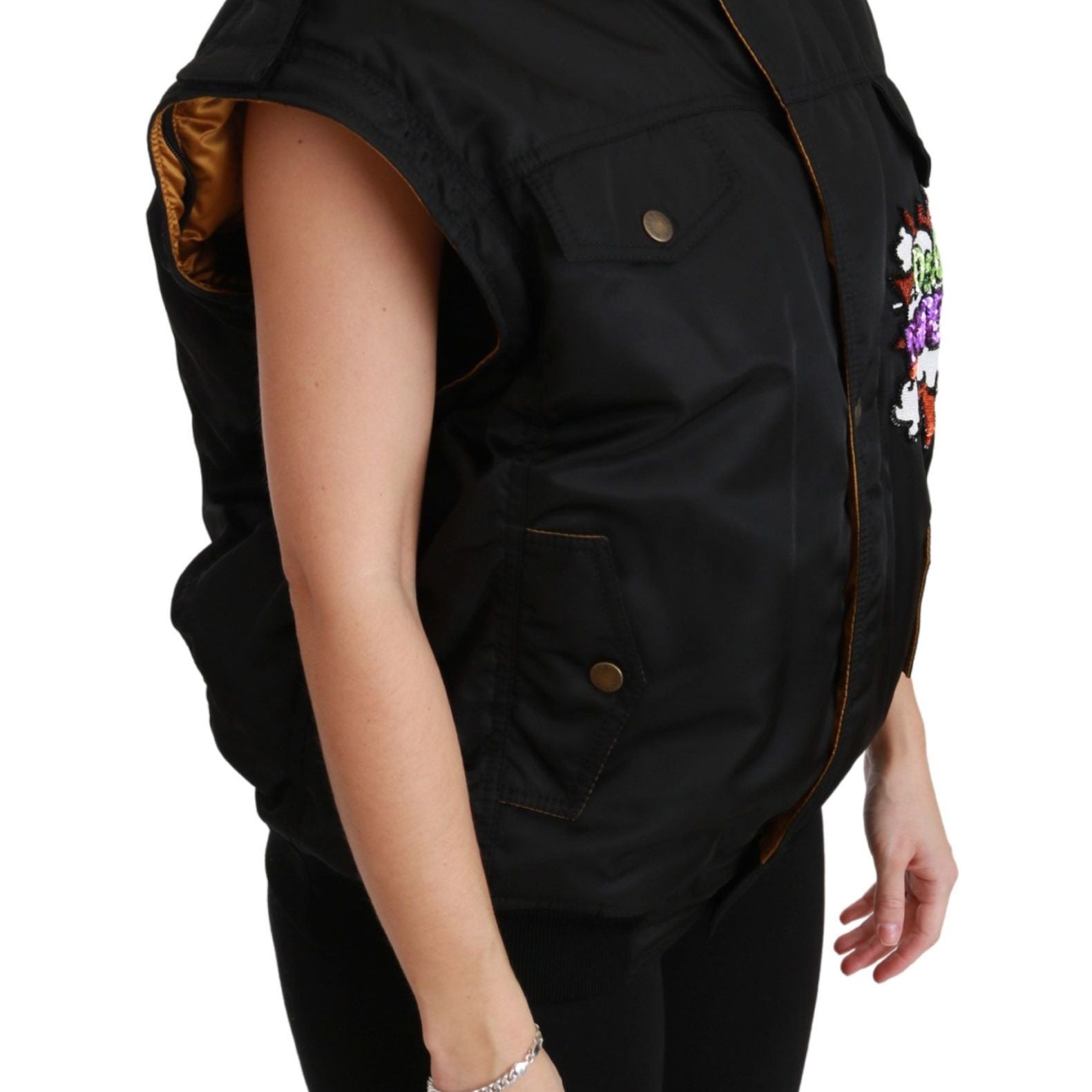 Dolce & Gabbana Black Queen Crown Sequined Bomber Jacket