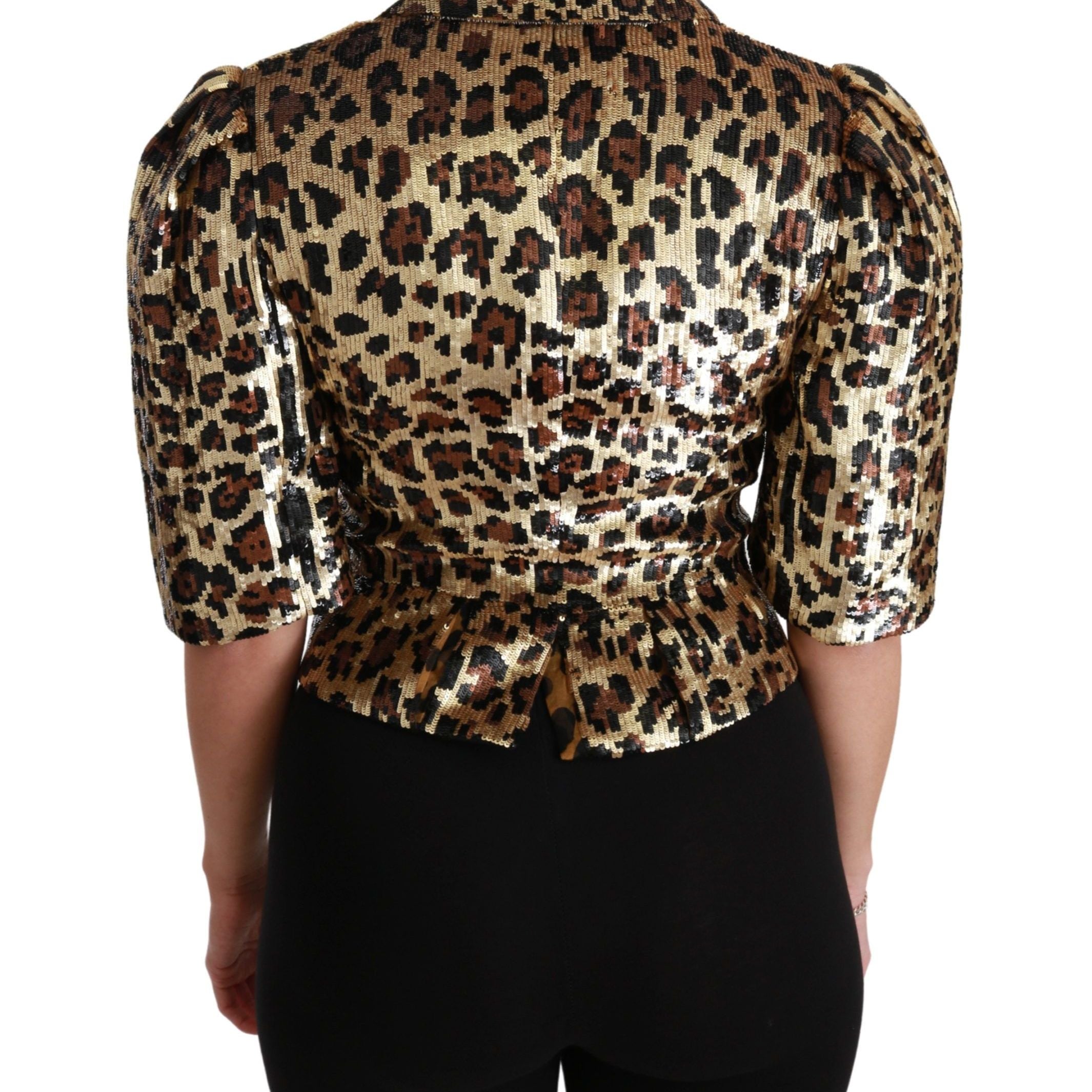 Dolce & Gabbana Blazer Gold Leopard Sequined Jacket