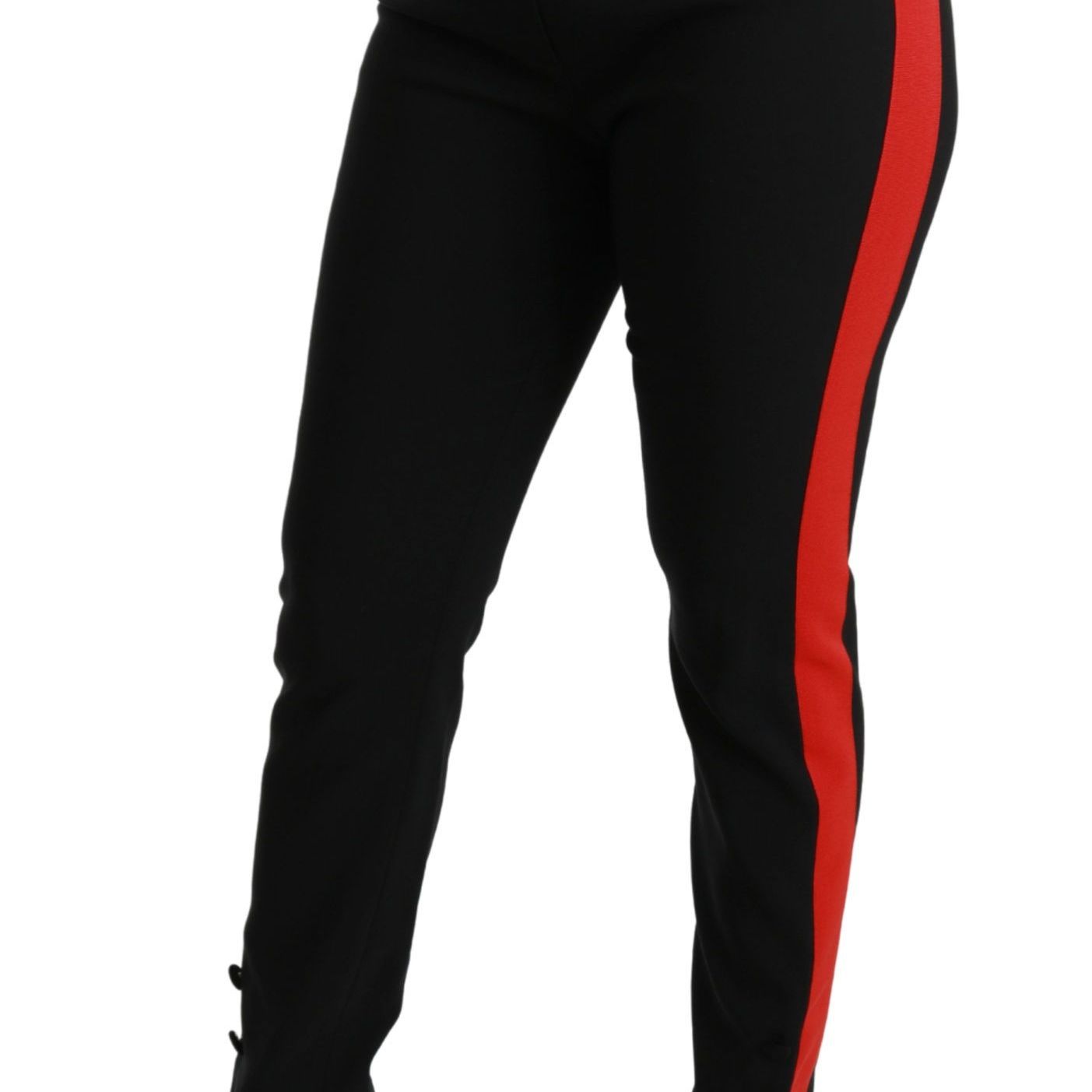 Dolce & Gabbana Black Skinny Stretch Fox Head Cotton Pants