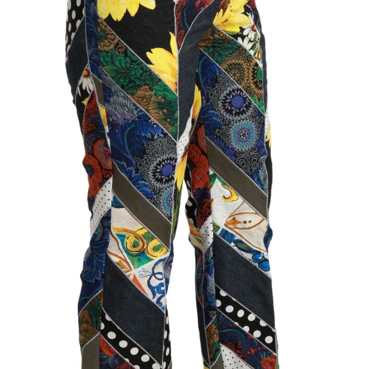 Dolce & Gabbana Multicolor Print High Waist Straight Pants