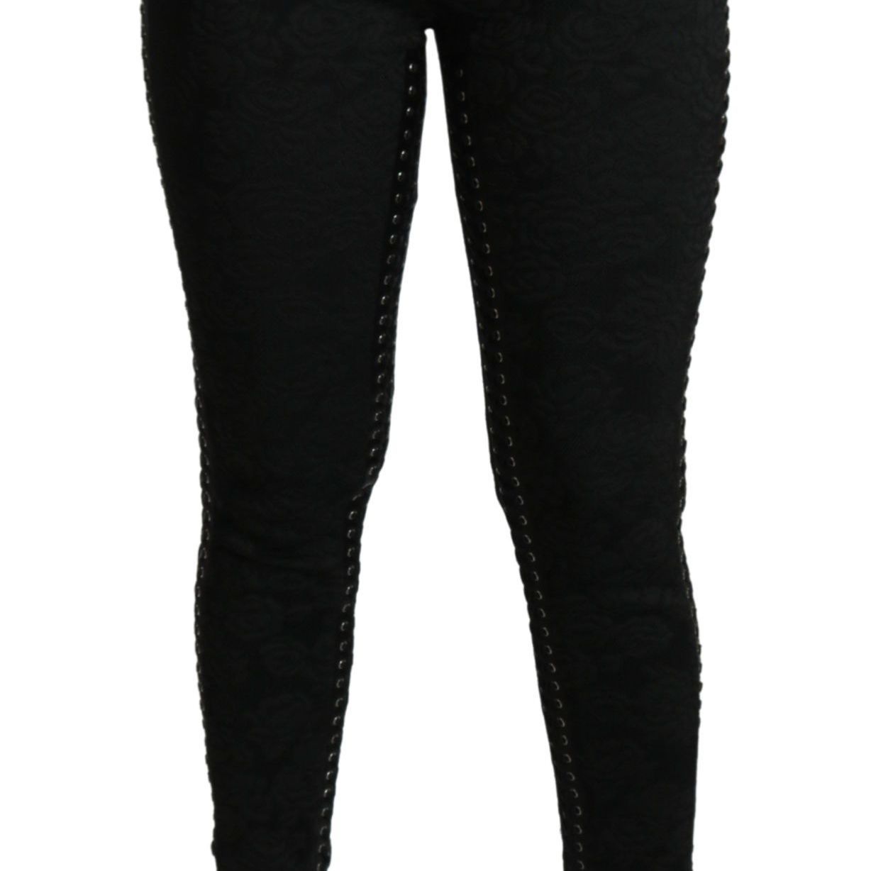 Dolce & Gabbana Black Brocade Skinny High Waist Pants