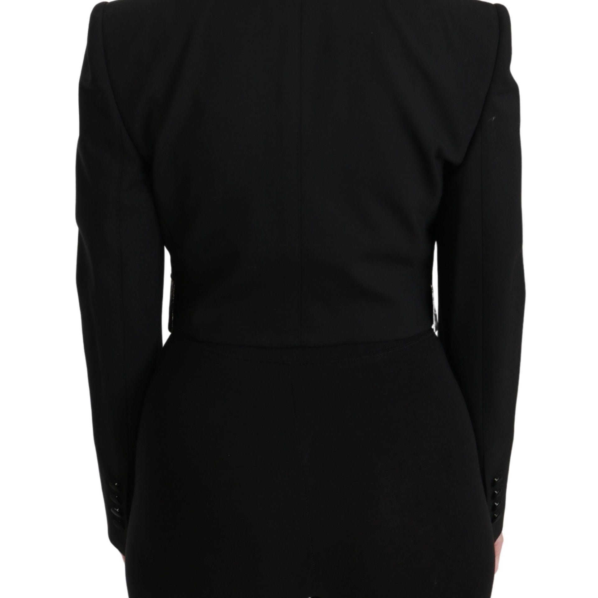 Dolce & Gabbana Black Jacquard Vest Blazer Coat Wool Jacket