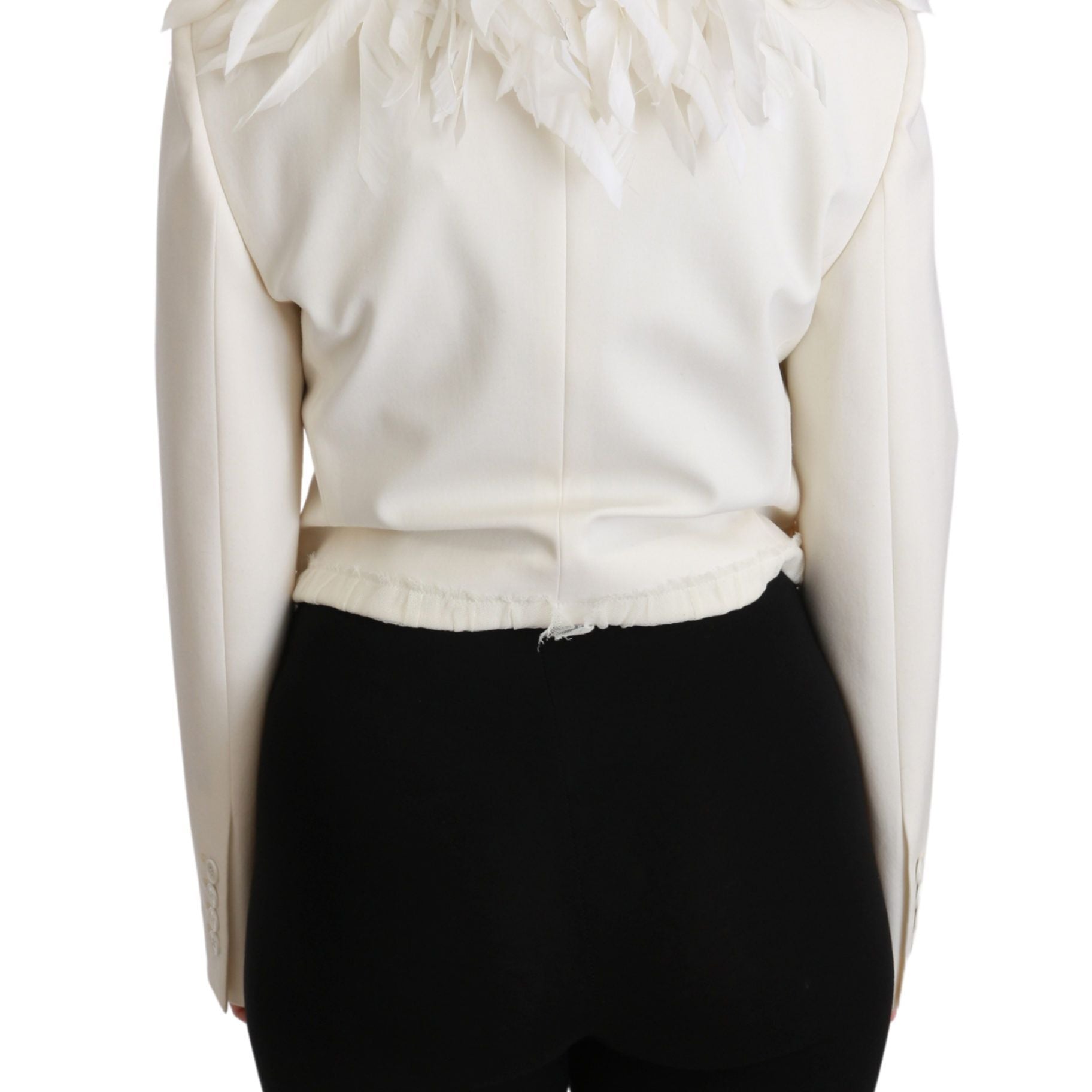 Dolce & Gabbana White Double Breasted Coat Wool Jacket