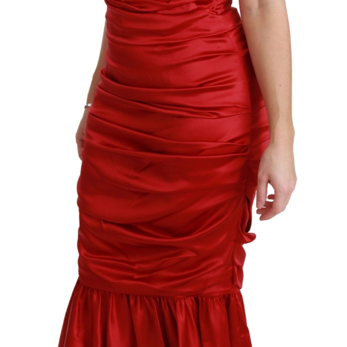 Dolce & Gabbana Red Silk Stretch Mermaid Bodycon Dress
