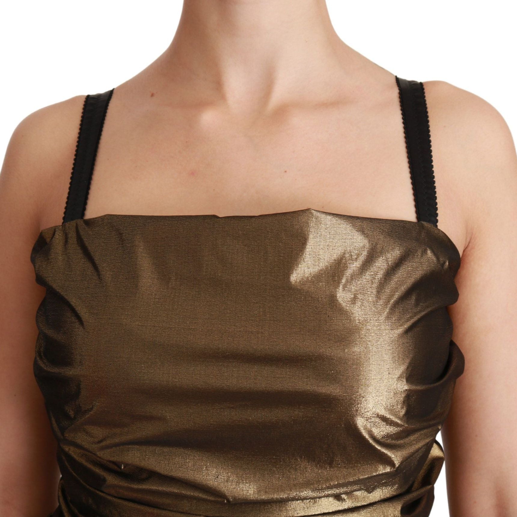 Dolce & Gabbana Nylon Bronze Bodycon Sheath Mini Dress