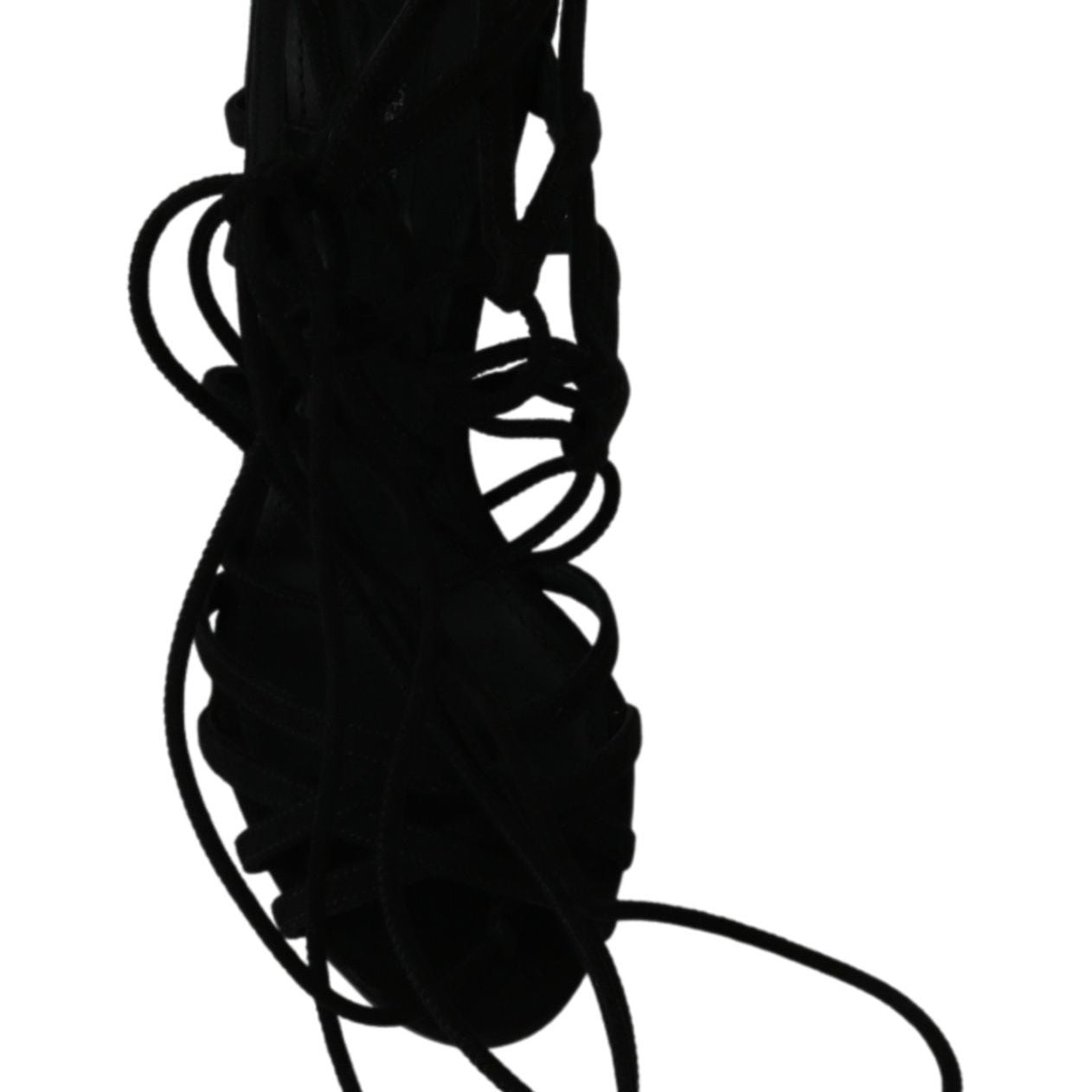 Dolce & Gabbana Black Suede Strap Stilettos Shoes Sandals