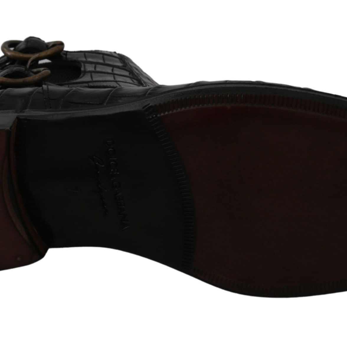 Dolce & Gabbana Black Crocodile Leather Derby Boots Shoes