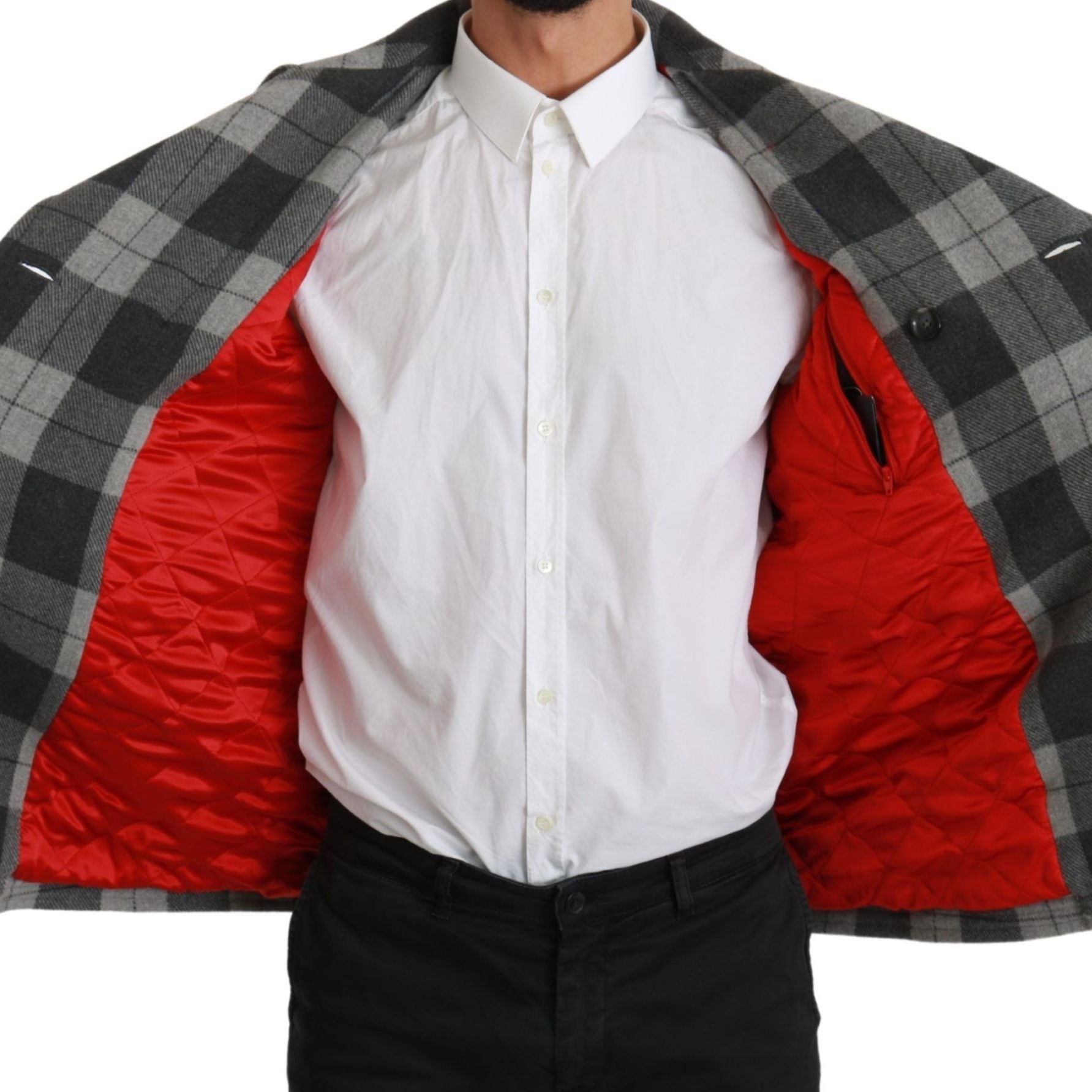 Dolce & Gabbana Gray Check Wool Cashmere Coat Jacket