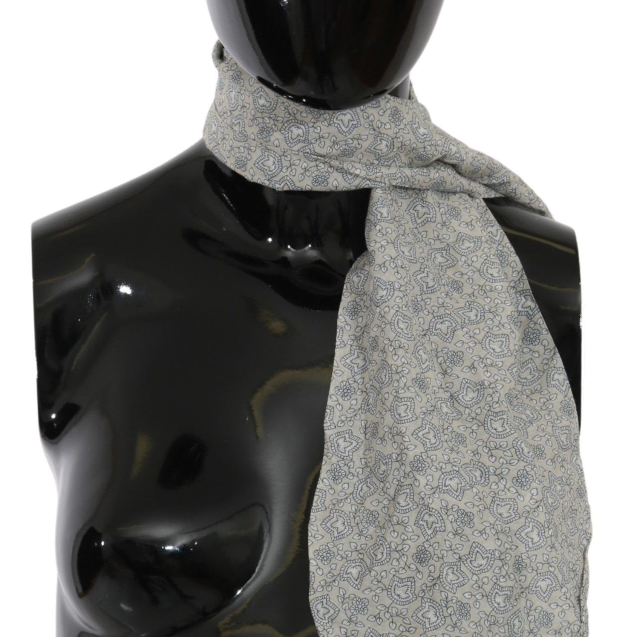 Ermanno Scervino Cotton Beige Blue Fantasy Print Scarf