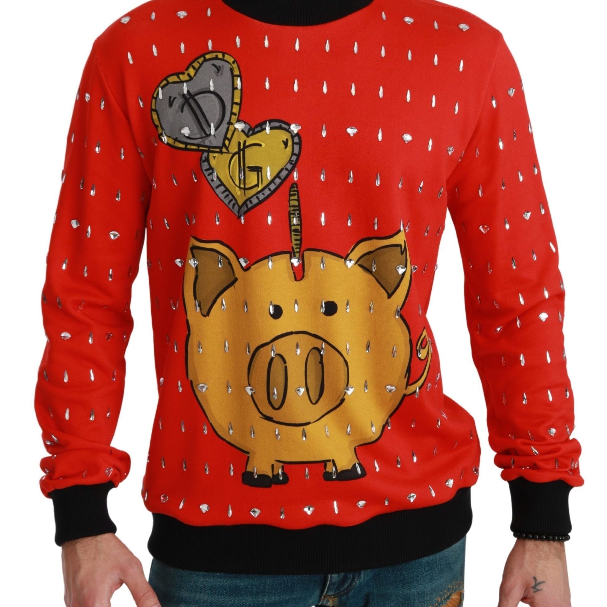 Dolce & Gabbana Red Crystal Pig of the Year Sweater