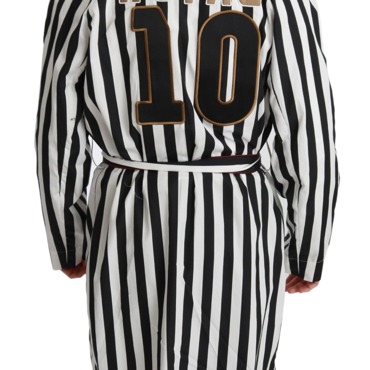 Dolce & Gabbana Black Coat Nightgown  White Cotton Robe