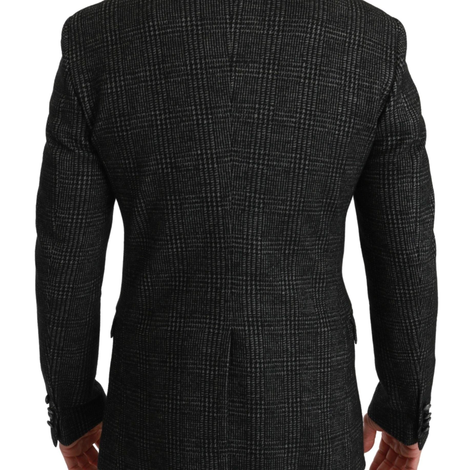 Dolce & Gabbana Gray Plaid Check Slim Fit Jacket Blazer