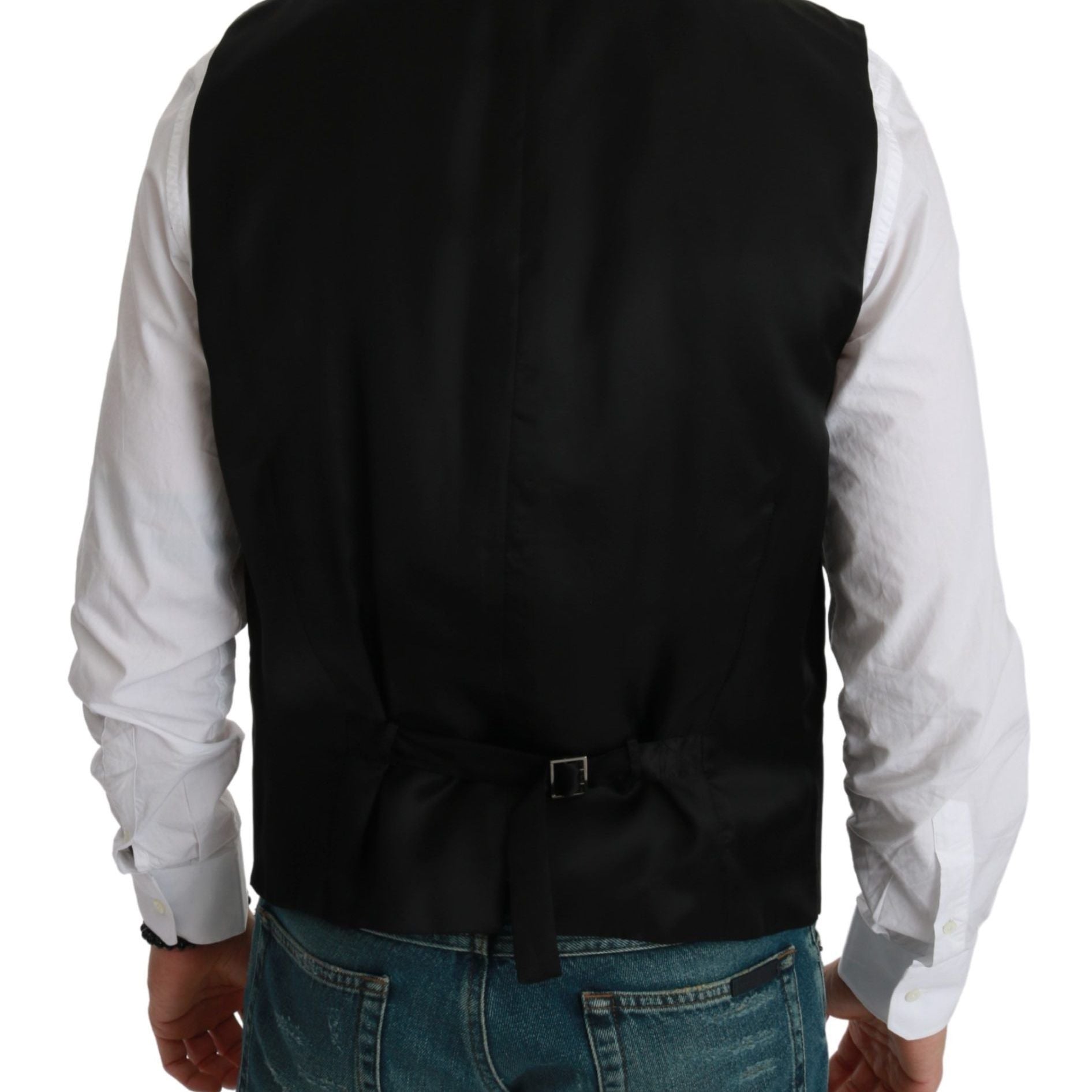 Dolce & Gabbana White Black Stripes Waistcoat Formal Vest
