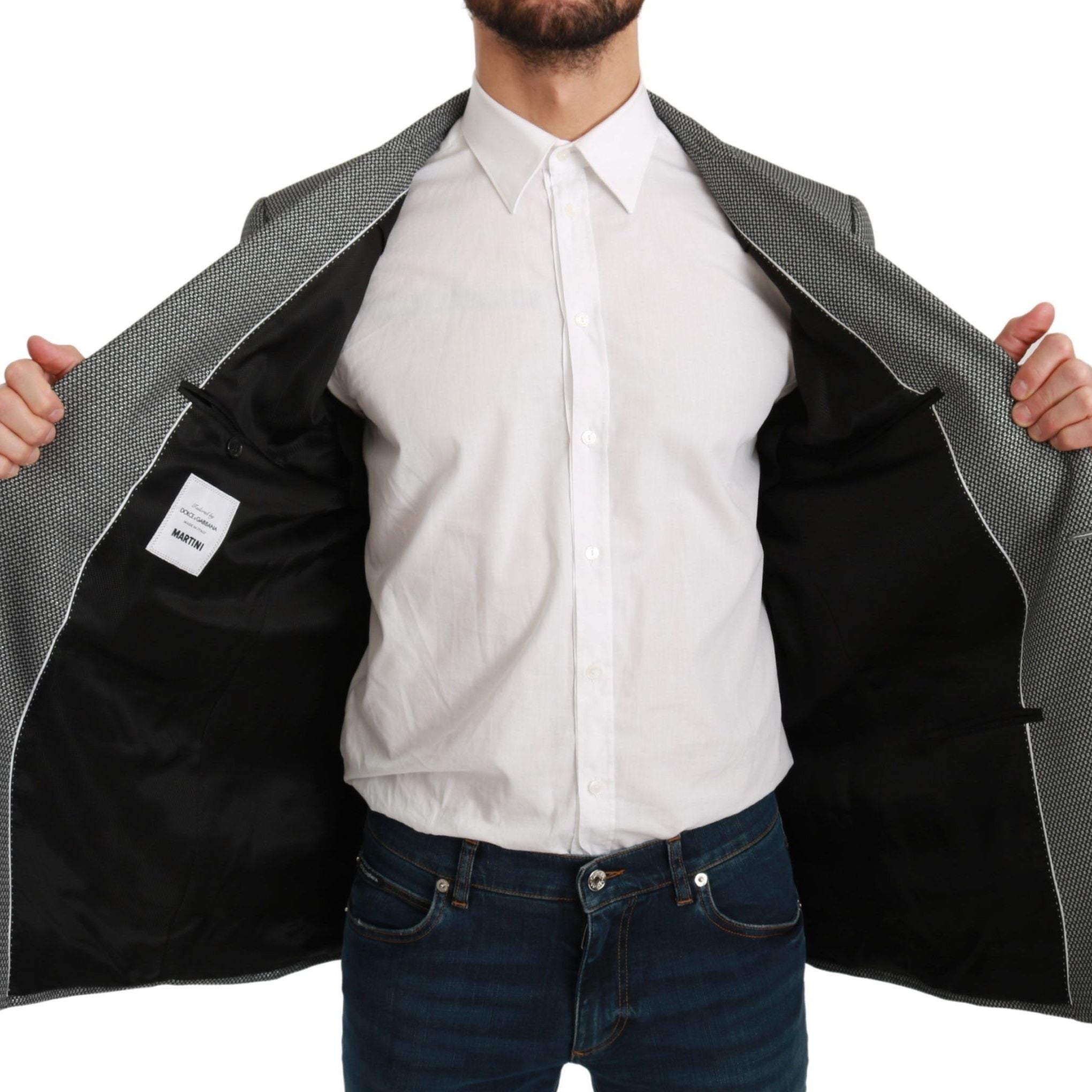 Dolce & Gabbana Gray Slim Fit Formal MARTINI Blazer