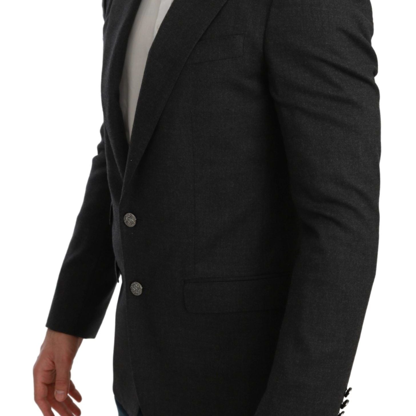 Dolce & Gabbana Gray NAPOLI Slim Fit Jacket Wool Blazer