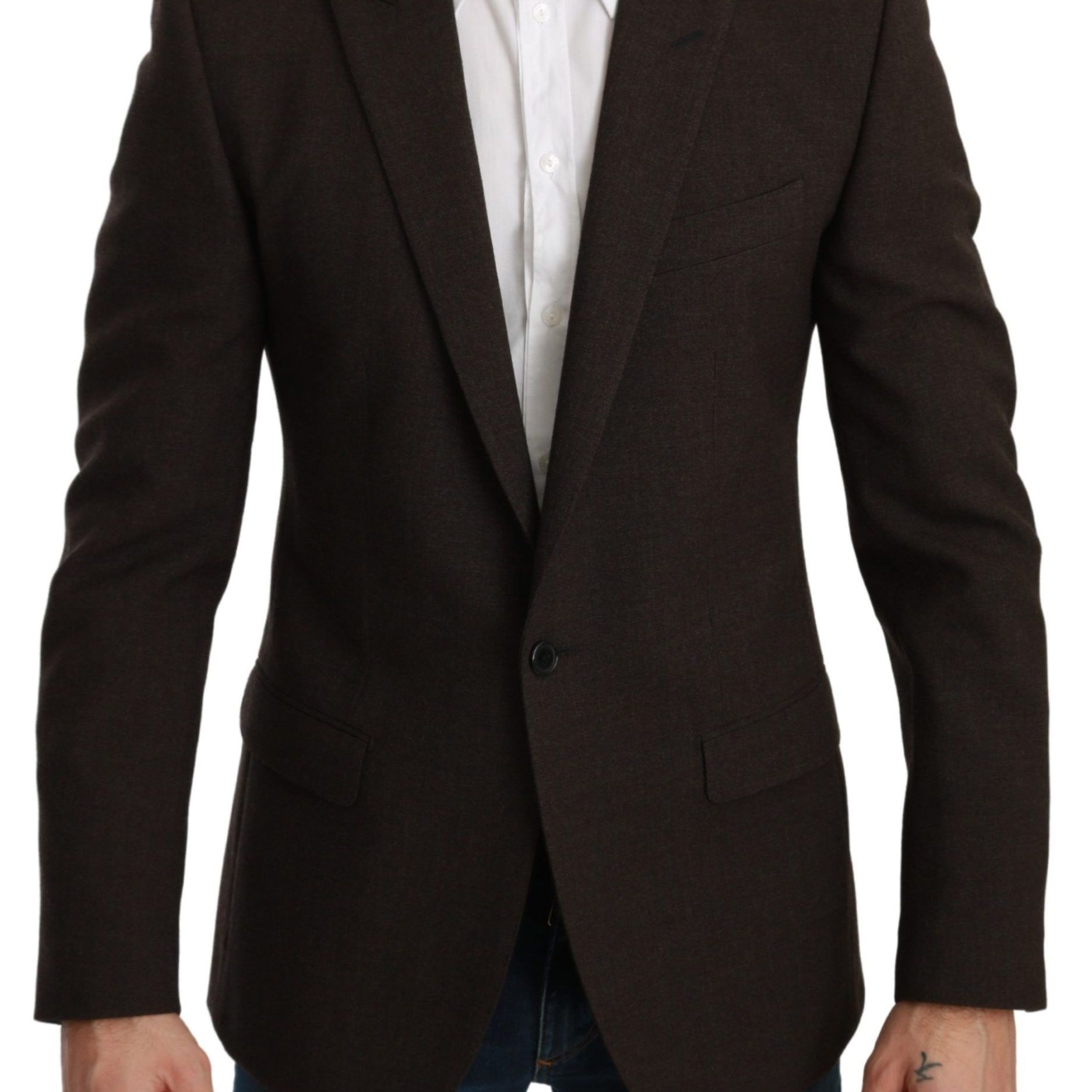 Dolce & Gabbana Brown Slim Fit Coat Jacket MARTINI Blazer