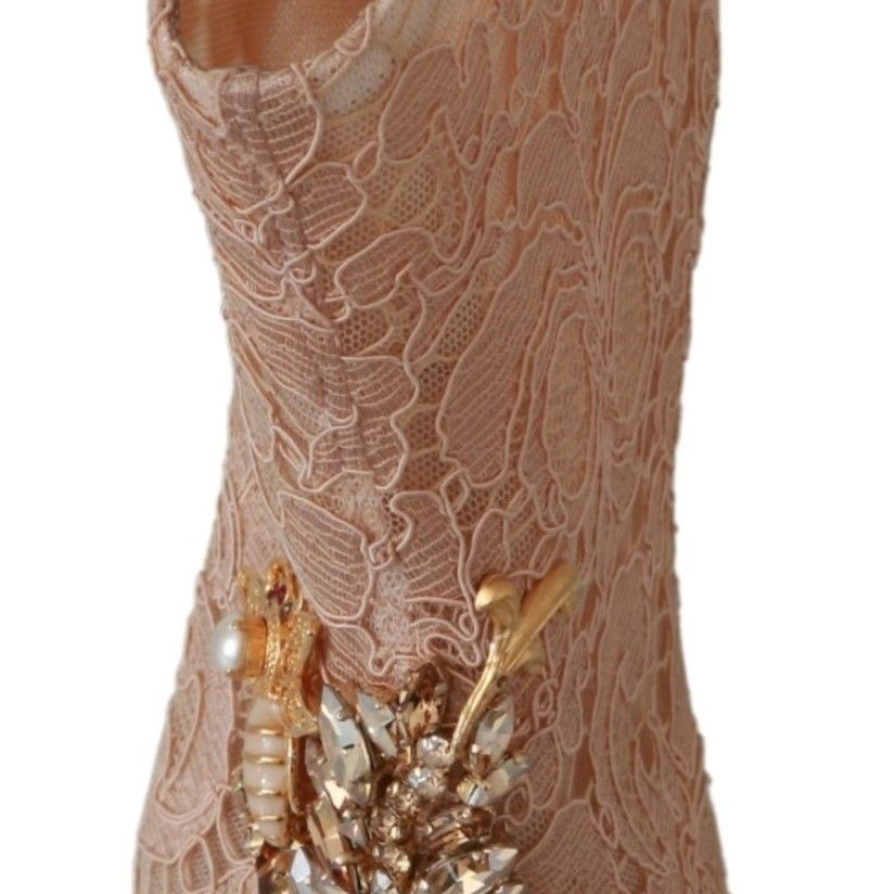 Dolce & Gabbana Pink Crystal Lace Booties Stilettos Shoes