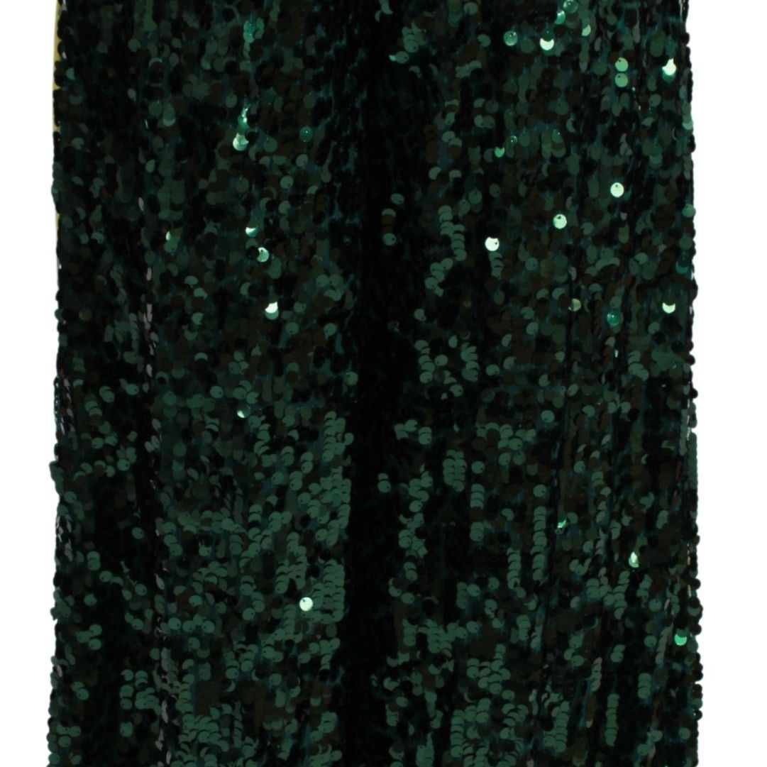 Dolce & Gabbana Green Sequin Trousers Queens Angel Pants