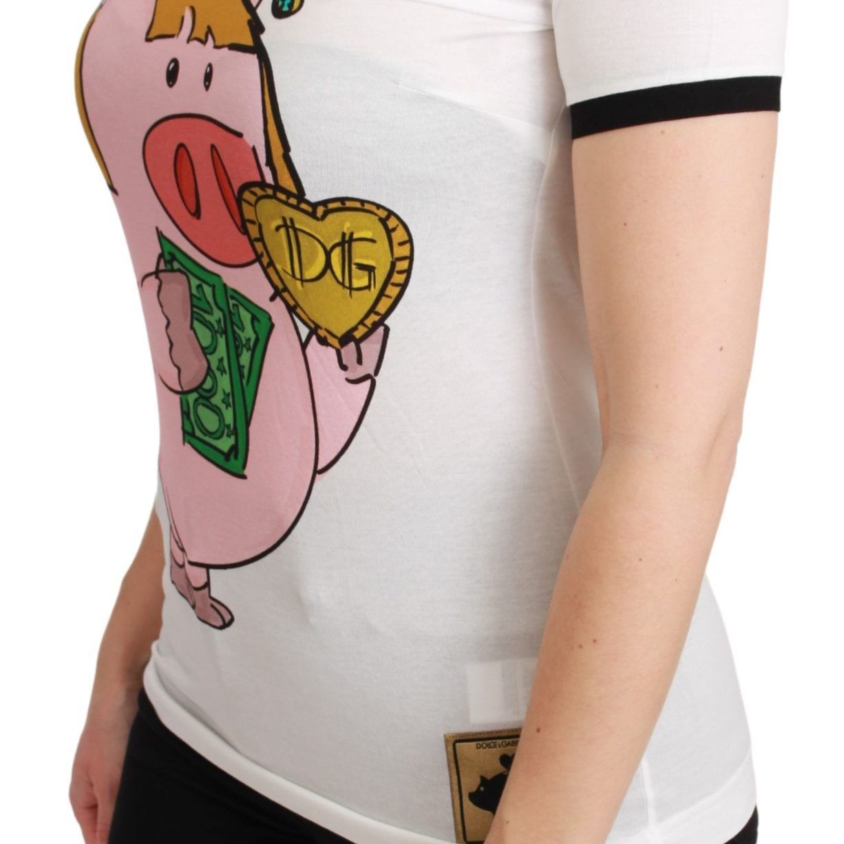 Dolce & Gabbana White YEAR OF THE PIG Top Cotton T-shirt
